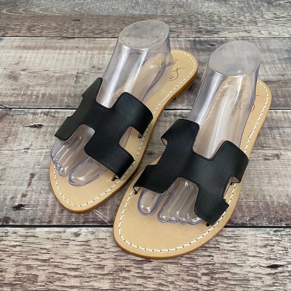 Handmade in Italy Leather Sandals Il Ciabattino Amalfi Womens EU42 Slide Flat